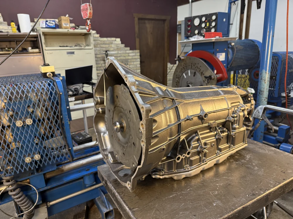Transmission mounted on equipment in the AMPro shop